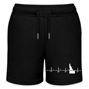 Idaho State Heart Outline Gem State Pride - Kids Organic Sweat Shorts by Stanley/Stella - black - Front
