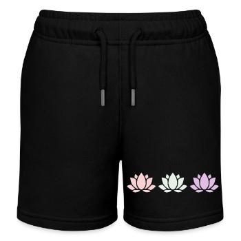 Fleur de lotus, fleur de lotus, fleur de lotus, yoga aux fleurs pastel - Short de jogging enfant bio Stanley/Stella - noir - Devant
