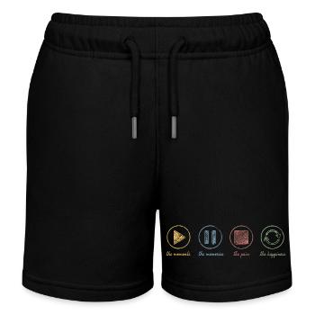 Achtsamkeit, Momente, Erinnerungen, Glück - Kinder Organic Joggingshorts Mini Bolter von Stanley/Stella - Schwarz - Vorne