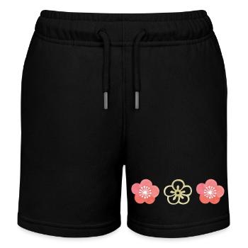 Elegant Japanese Plum Blossom: watercolor - Kids Organic Sweat Shorts by Stanley/Stella - black - Front