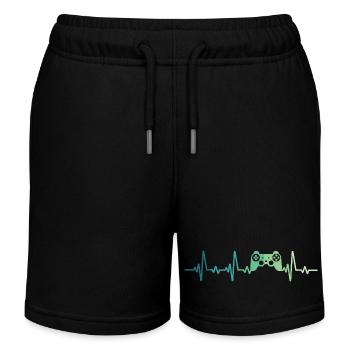 Konsolen-Controller-Herzschlag Gamer - Kinder Organic Joggingshorts Mini Bolter von Stanley/Stella - Schwarz - Vorne
