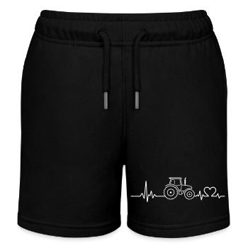 Traktor Puls EKG Herzfrequenz - Kinder Organic Joggingshorts Mini Bolter von Stanley/Stella - Schwarz - Vorne