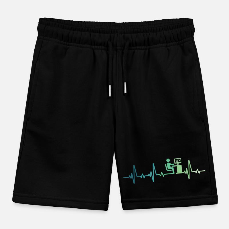 Heartbeat Programmer Developer Kids Organic Sweat Shorts by Stanley/Stella