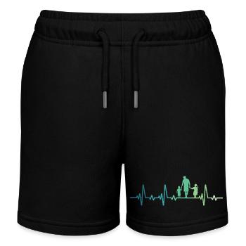 Father and daughter - father and son, dad, son and daughter - Kids Organic Sweat Shorts by Stanley/Stella - black - Front