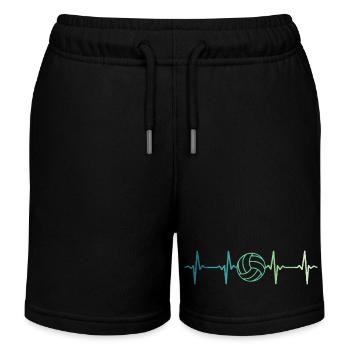 Volleyball heartbeat volleyball volleyball player - Kids Organic Sweat Shorts by Stanley/Stella - black - Front