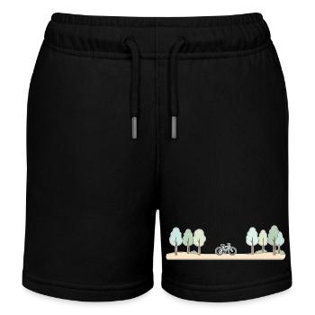 Forest Path Cycling Scene - Kids Organic Sweat Shorts by Stanley/Stella - black - Front