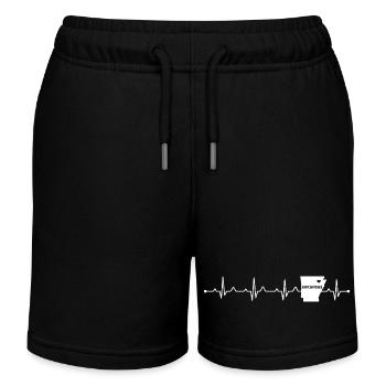 Minimal Arkansas State Heart Design - Kids Organic Sweat Shorts by Stanley/Stella - black - Front