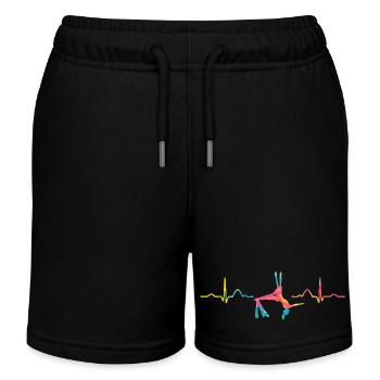 Vertical Scarf Heartbeat Aerial Acrobatics Aerial Silk - Kids Organic Sweat Shorts by Stanley/Stella - black - Front