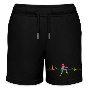 Boulderer Herzschlag Boulder Bouldern - Kinder Organic Joggingshorts Mini Bolter von Stanley/Stella - Schwarz - Vorne