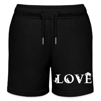 J’ADORE l’art des mots en silhouette de chat - Short de jogging enfant bio Stanley/Stella - noir - Devant