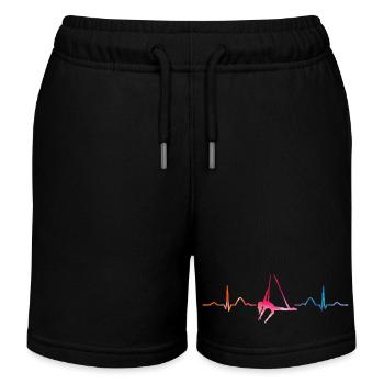 Vertical Scarf Heartbeat Aerial Acrobatics Aerial Silk - Kids Organic Sweat Shorts by Stanley/Stella - black - Front