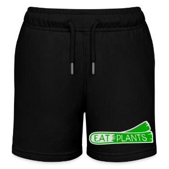 Eat Plants Lustig Vegan Vegetarisch Statement Logo - Kinder Organic Joggingshorts Mini Bolter von Stanley/Stella - Schwarz - Vorne
