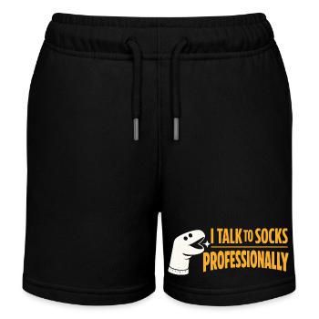Mit Socken reden | Sockenpuppe Humor - Kinder Organic Joggingshorts Mini Bolter von Stanley/Stella - Schwarz - Vorne