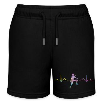 Boulderer Herzschlag Boulder Bouldern - Kinder Organic Joggingshorts Mini Bolter von Stanley/Stella - Schwarz - Vorne