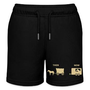 Funny Horse Carriage Parody Historical Design - Kids Organic Sweat Shorts by Stanley/Stella - black - Front