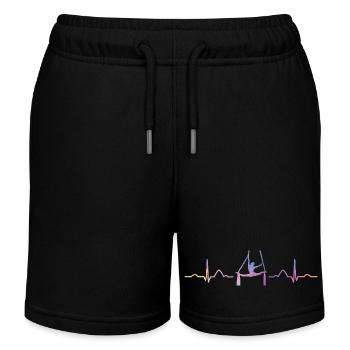 Vertical Scarf Heartbeat Aerial Acrobatics Aerial Silk - Kids Organic Sweat Shorts by Stanley/Stella - black - Front