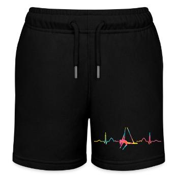 Vertical Scarf Heartbeat Aerial Acrobatics Aerial Silk - Kids Organic Sweat Shorts by Stanley/Stella - black - Front