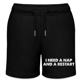 I Need A Nap And A Restart - Kids Organic Sweat Shorts by Stanley/Stella - black - Front