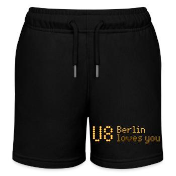 U8 - Berlin loves you - Sign - Kids Organic Sweat Shorts by Stanley/Stella - black - Front