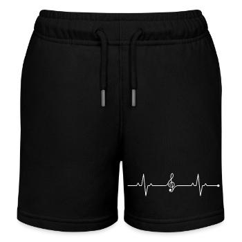 Cle Sol Musique Battement Coeur Heartbeat Notes - Short de jogging enfant bio Stanley/Stella - noir - Devant