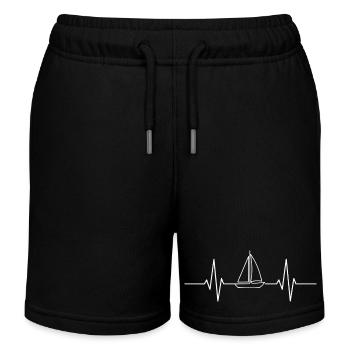 Segelboot Boot Sea Heart Heartbeat Segeln - Kinder Organic Joggingshorts Mini Bolter von Stanley/Stella - Schwarz - Vorne