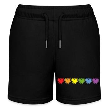 Regebogen Hearts for Gay Pride - Kids Organic Sweat Shorts by Stanley/Stella - black - Front