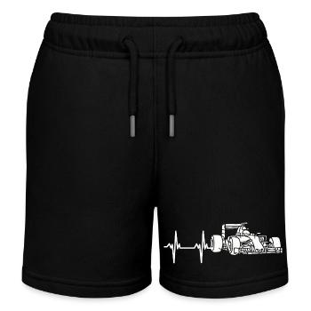 Courses de voitures de formule, battement de cœur, battement de cœur de formule - Short de jogging enfant bio Stanley/Stella - noir - Devant