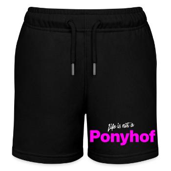 Life is not a pony farm, funny saying, sarcasm - Kids Organic Sweat Shorts by Stanley/Stella - black - Front