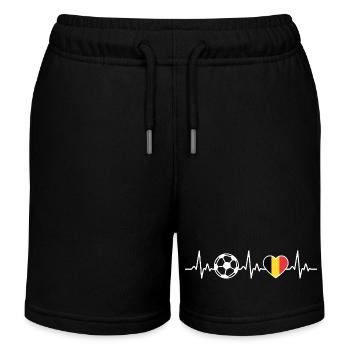 Football belge battement de cœur Drapeau belge - Short de jogging enfant bio Stanley/Stella - noir - Devant