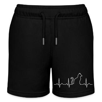 Cadeau Chat Minimaliste Battement de Cœur pour Chat - Short de jogging enfant bio Stanley/Stella - noir - Devant