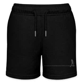 Golf, Frau, Silhouette, weiße Linien - Kinder Organic Joggingshorts Mini Bolter von Stanley/Stella - Schwarz - Vorne