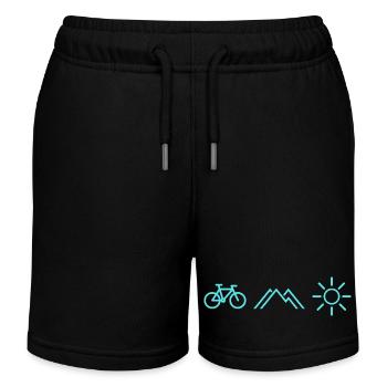 Bicycle Mountains Sun - Kids Organic Sweat Shorts by Stanley/Stella - black - Front