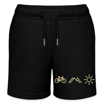 Wheel, Mountains, Sun - Kids Organic Sweat Shorts by Stanley/Stella - black - Front