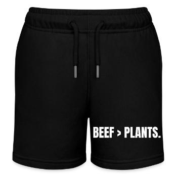 BEEF > PLANTS | Carnivore steak instead of plants - Kids Organic Sweat Shorts by Stanley/Stella - black - Front