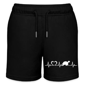 Turtle Heartbeat Slow Tortoise - Kids Organic Sweat Shorts by Stanley/Stella - black - Front