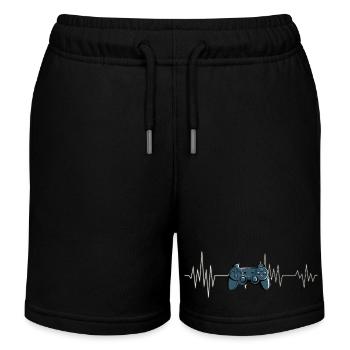 Gaming Controller Heartbeat Gamer T-Shirt - Kids Organic Sweat Shorts by Stanley/Stella - black - Front