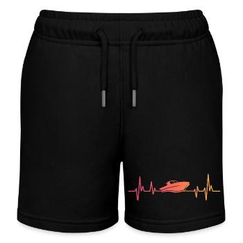 Motorboot Sunset Heartbeat Yacht - Kinder Organic Joggingshorts Mini Bolter von Stanley/Stella - Schwarz - Vorne