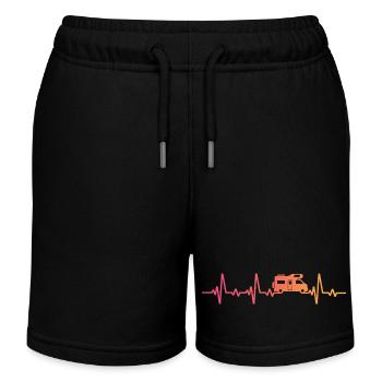 camping car sunset battement de coeur camping - Short de jogging enfant bio Stanley/Stella - noir - Devant