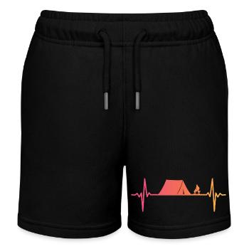 Campingzelt Sonnenuntergangs-Herzschlagzelt - Kinder Organic Joggingshorts Mini Bolter von Stanley/Stella - Schwarz - Vorne