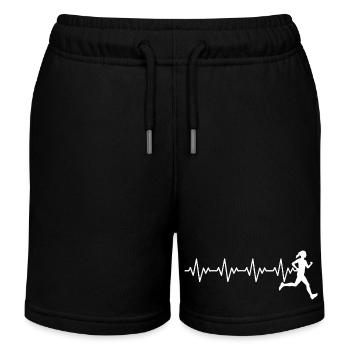 I Run to Feel Free and Feel Strong Runner Gift - Kids Organic Sweat Shorts by Stanley/Stella - black - Front