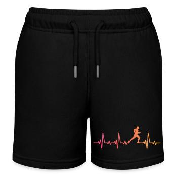 Running Sunset Heartbeat Running - Kids Organic Sweat Shorts by Stanley/Stella - black - Front