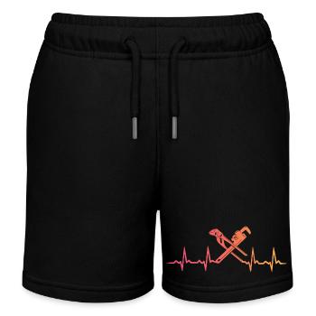 Heating Engineer Sunset Plumber's Heartbeat - Kids Organic Sweat Shorts by Stanley/Stella - black - Front