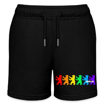 Berliner Bären / Regenbogenfarben - Kinder Organic Joggingshorts Mini Bolter von Stanley/Stella - Schwarz - Vorne