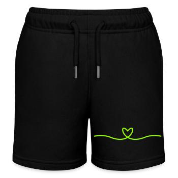 Minimal Herz Linie | Grünes Herz Design - Kinder Organic Joggingshorts Mini Bolter von Stanley/Stella - Schwarz - Vorne