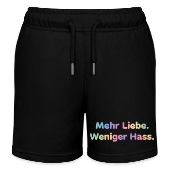 Mehr Liebe Shirt Sticker für Frauen und Männer - Kinder Organic Joggingshorts Mini Bolter von Stanley/Stella - Schwarz - Vorne
