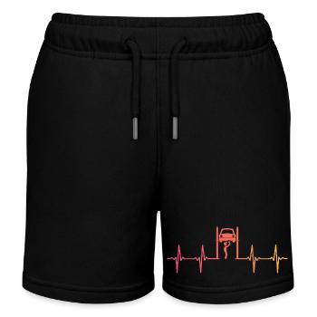 Sunset Heartbeat mechanic car garage - Kids Organic Sweat Shorts by Stanley/Stella - black - Front