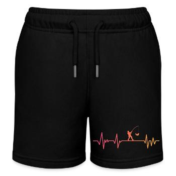 Angeln Sonnenuntergangs-Fischerherzschlag - Kinder Organic Joggingshorts Mini Bolter von Stanley/Stella - Schwarz - Vorne