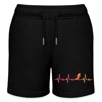 Skifahren Sonnenuntergangs-Herzschlag-Skifahren - Kinder Organic Joggingshorts Mini Bolter von Stanley/Stella - Schwarz - Vorne