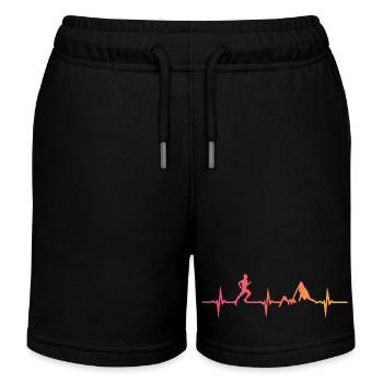 Trail running sunset heartbeat - Kids Organic Sweat Shorts by Stanley/Stella - black - Front