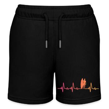Surf Sunset Heartbeat Surfer Gift - Kids Organic Sweat Shorts by Stanley/Stella - black - Front